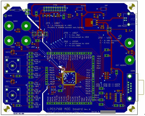 LPC176x/175x 12位ADC設計指導 LPC1768 ADC 電路板布局:LPC176x/175x 12位ADC設計指導